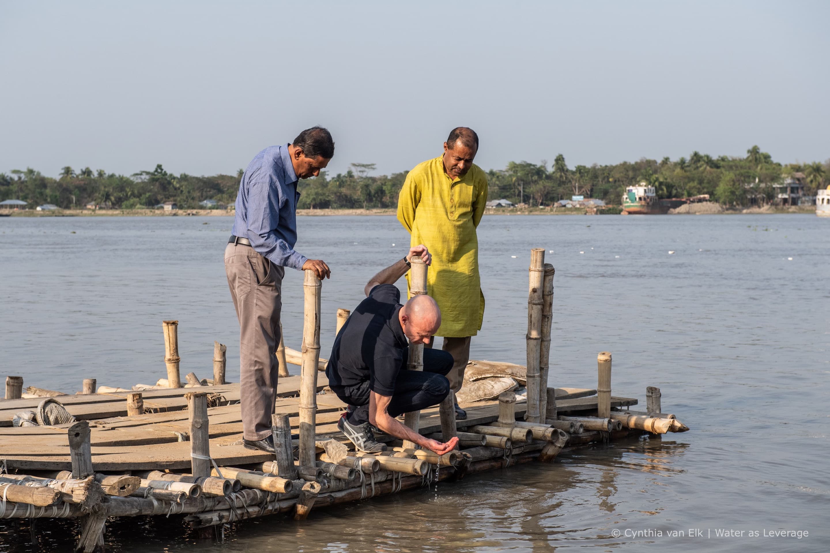 Henk Ovink inspecting river water in Khulna, Bangladesh, 2018.