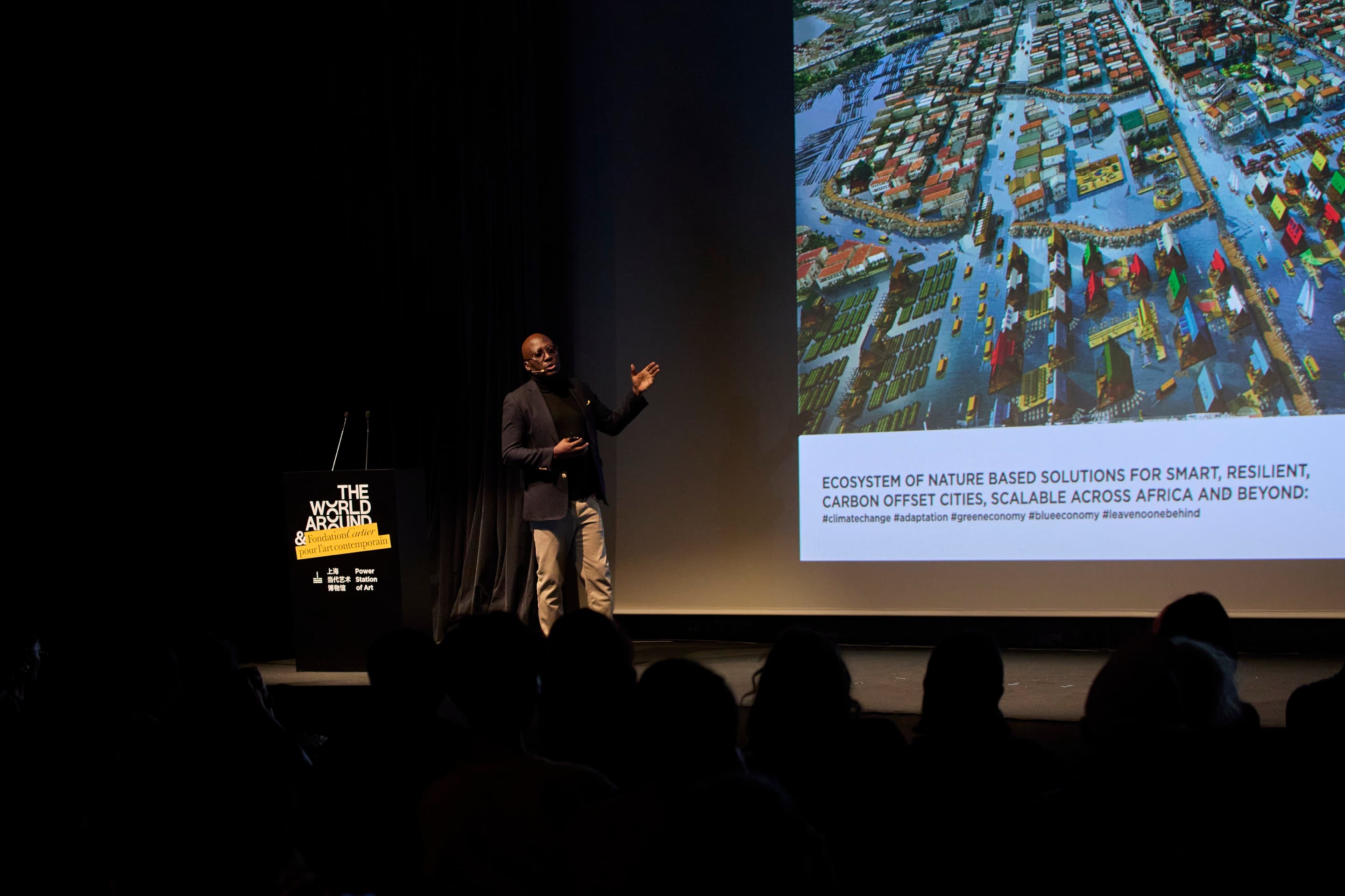 Kunlé Adeyemi speaking at In Focus: Landscapes.