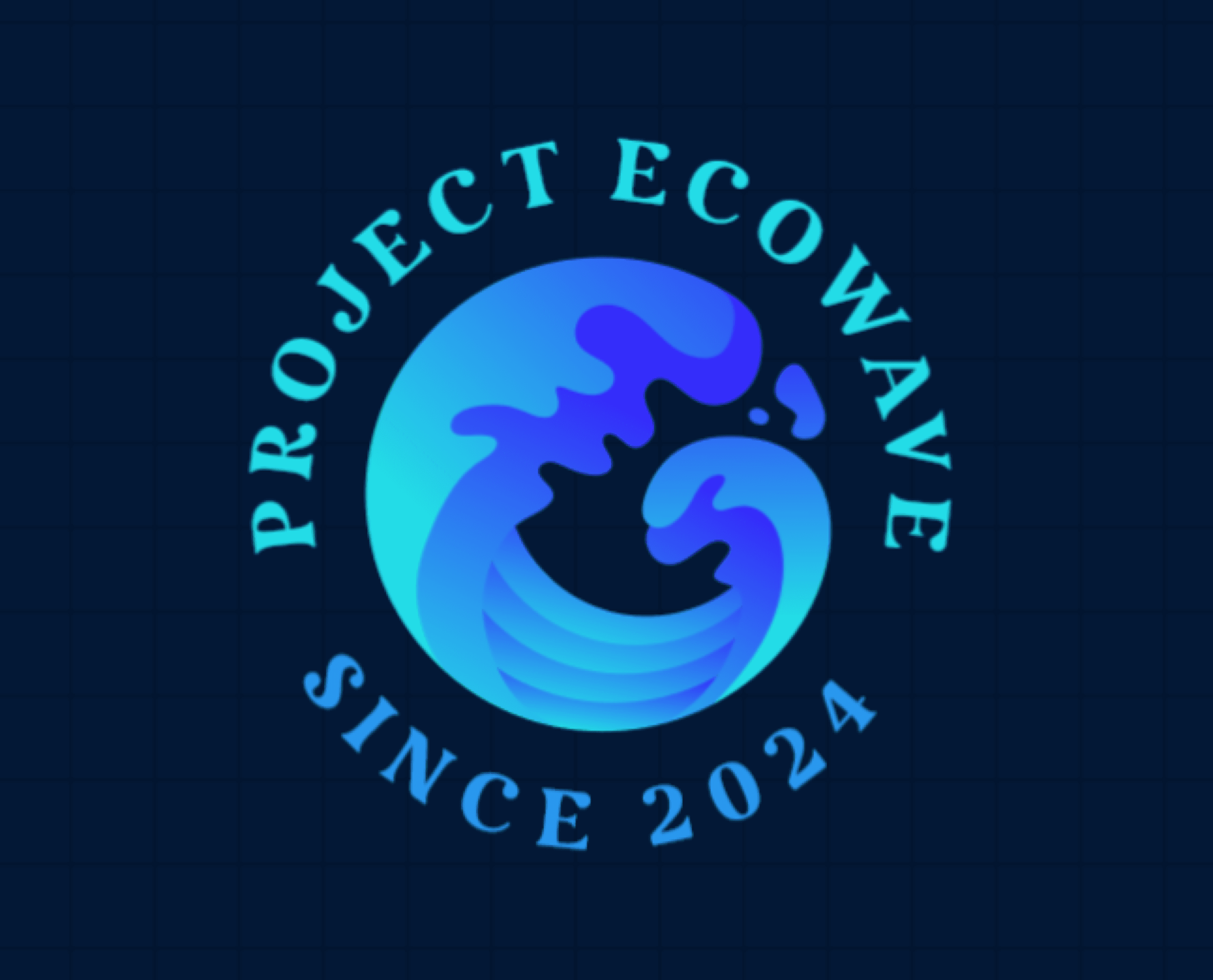 Project Ecowave graphic. A bright blue illustrated wave rises within a circle. Text around the wave reads "Project Ecowave. Since 2024".