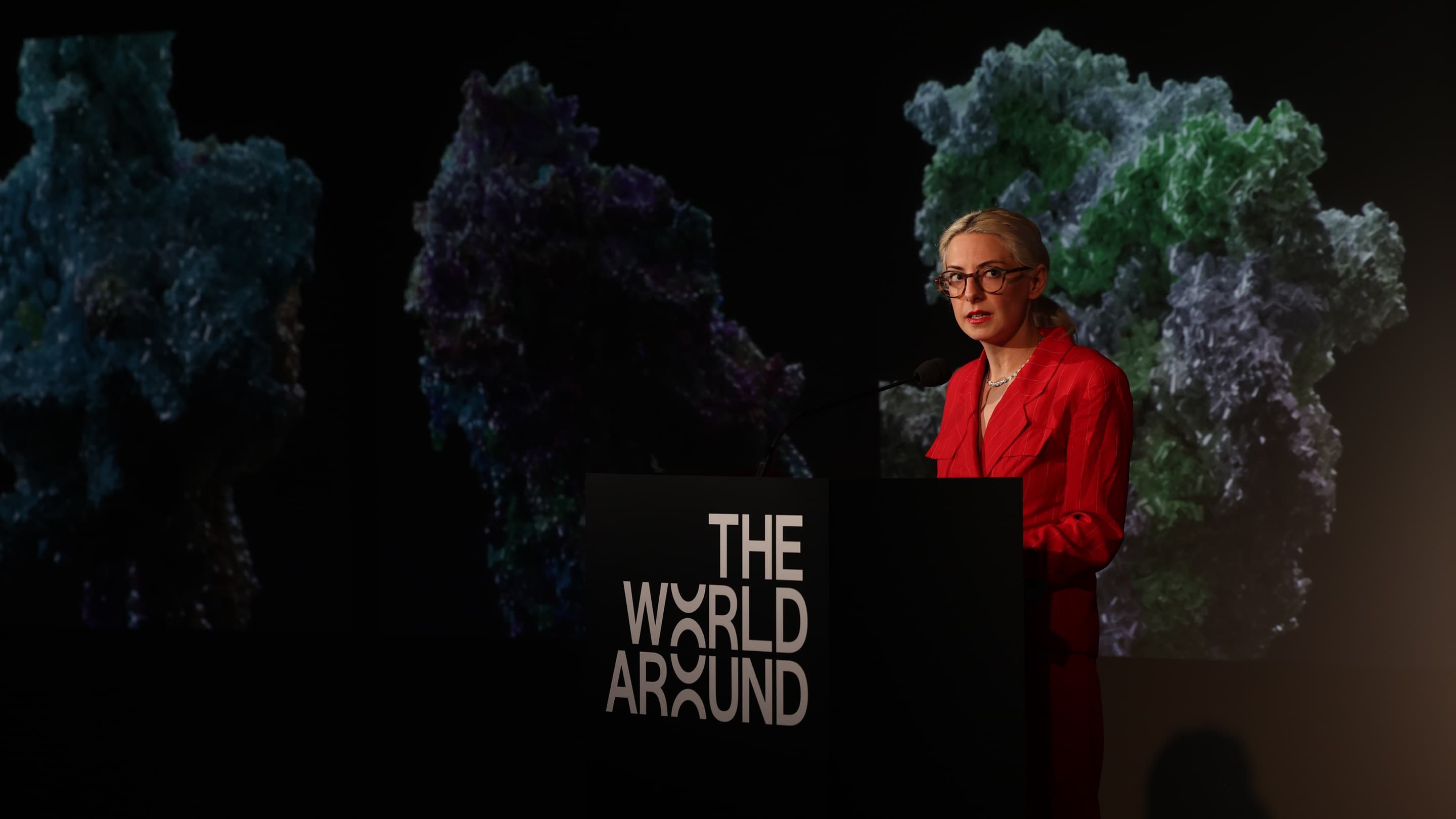 Claire Webb speaking at The World Around Summit 2023.