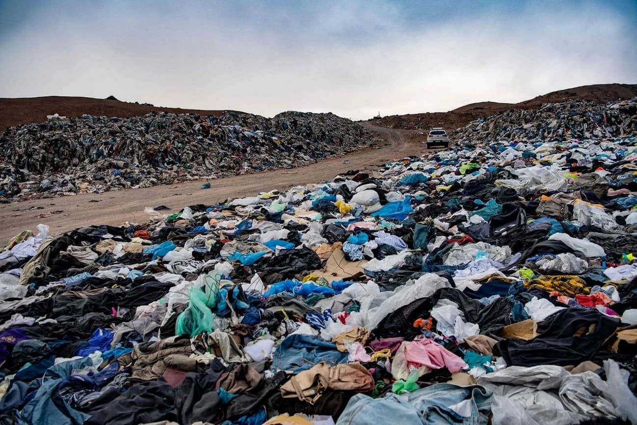 Vast piles of waste clothing in the Atacama Desert, Chile.