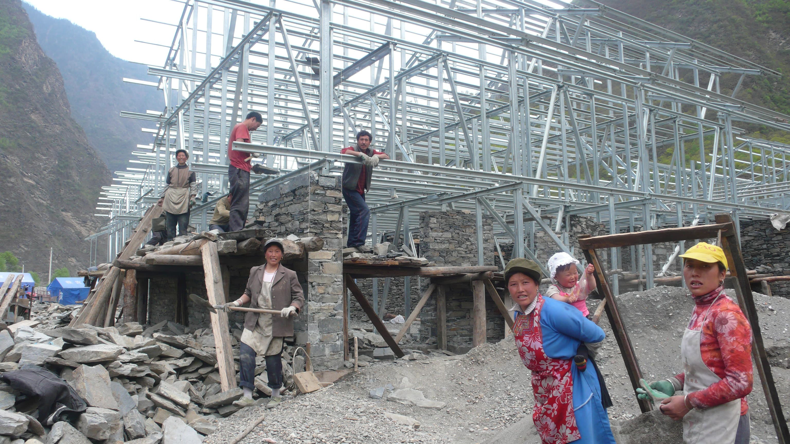Construction workers in Yangliu village.