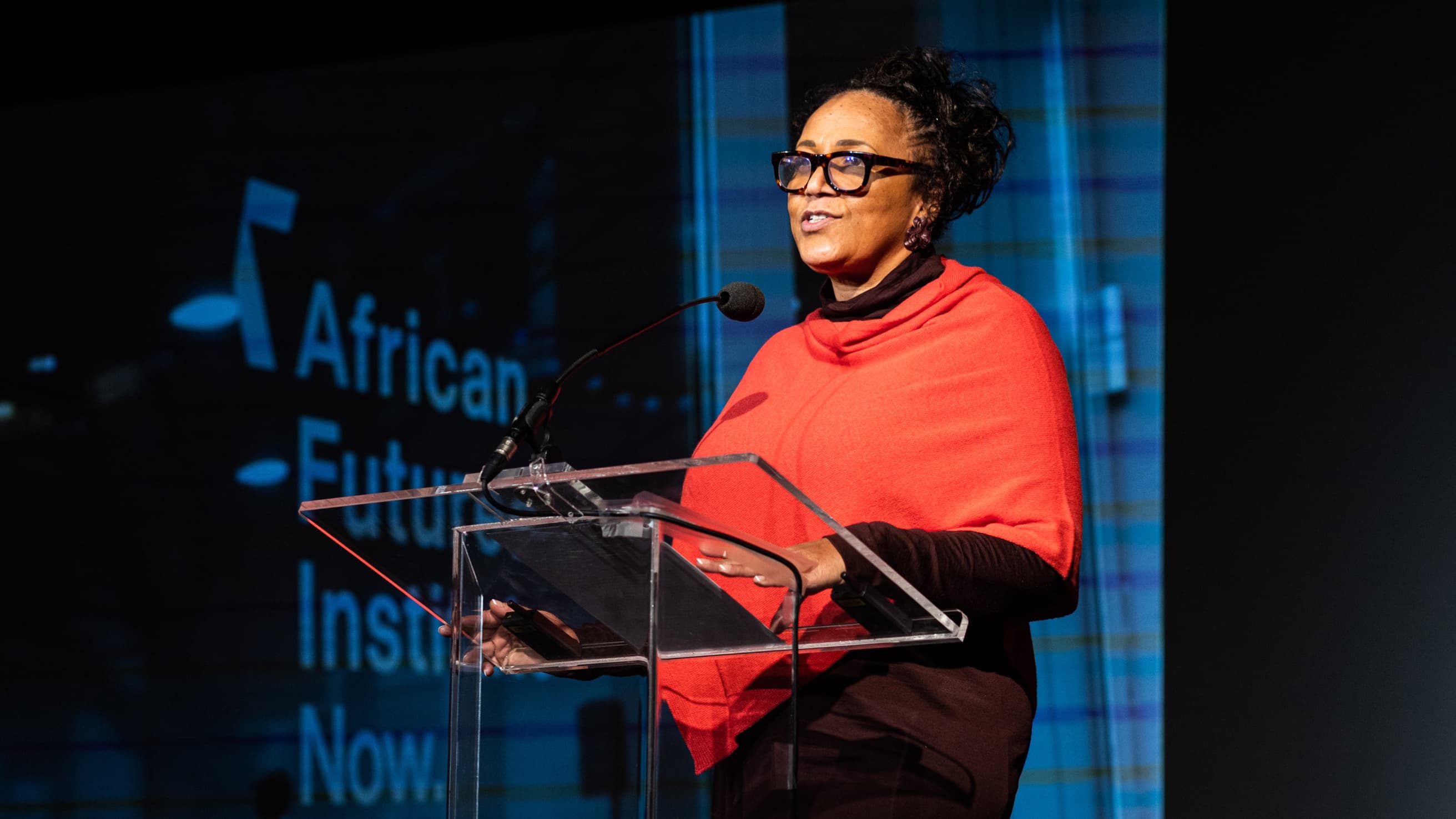 Lesley Lokko speaking at The World Around Summit 2022.